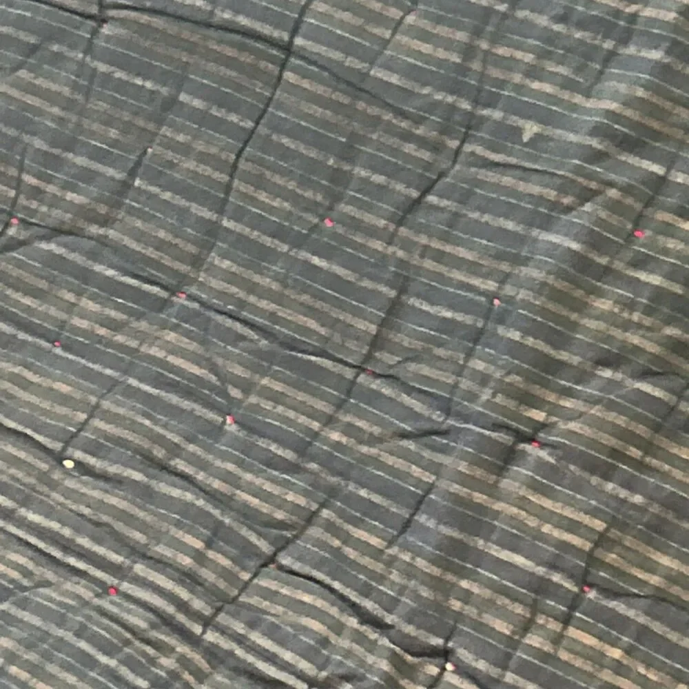 Antique vintage homemade checkerboard Tied quilt patchwork red mustard folk‎ art